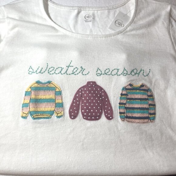 Cato NWT SZ 2X Ivory knit appliqued super soft top stretchy comfy whimsical - Picture 8 of 11